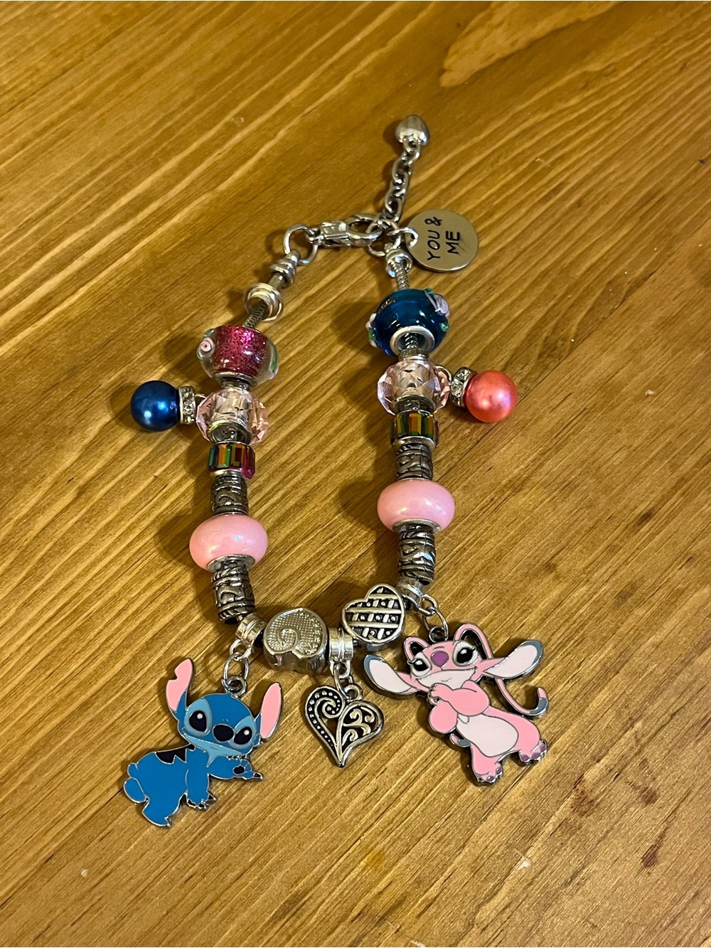 Lilo & Stitch snake bracelet marked “You & Me” silver tone 7 - 8 1/2”